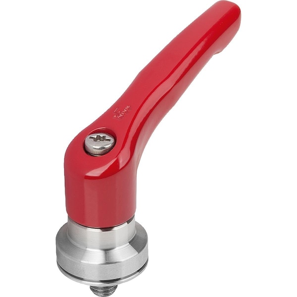 Adjustable Handle W Clamp Force Intensif Size:5 M12X50, Zinc Red Ral3003, Comp:Stainless Steel